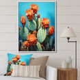 thumbnail image 1 of Designart "Blue And Bronze Cactus Strokes II" Cactus Floater Framed Wall Art Prints, 1 of 5