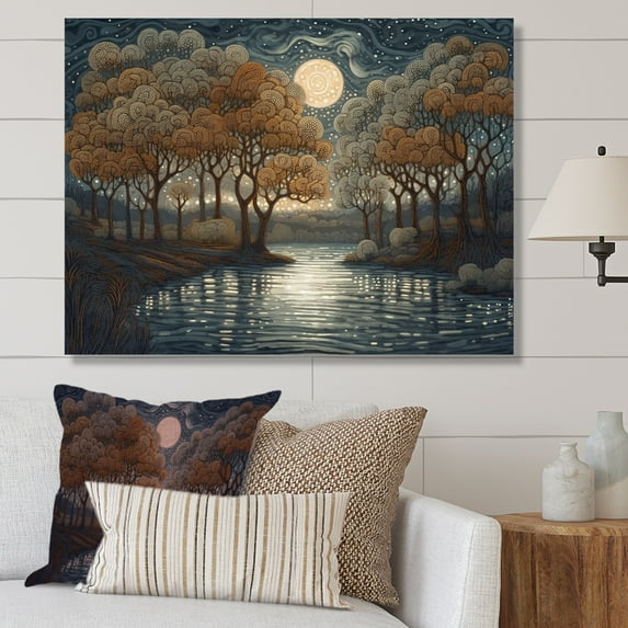 Designart "Blue And Brown Drama Of A Stormy Night City" City Art Deco Wall Art For Kitchen