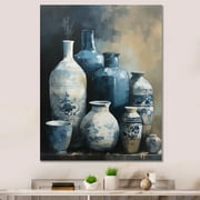 Designart "Blue And Cream Bohemian Vibes Pottery IV" Boho Pottery Canvas Print