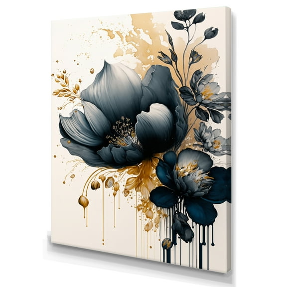 Designart Blue And Gold Crocus Bunch I Canvas Wall Art
