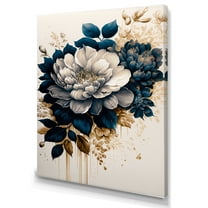 Designart Blue And Gold Dahlia Bunch IV Canvas Wall Art