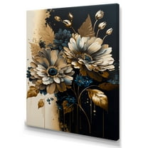 Designart Blue And Gold Daisy Bunch II Canvas Wall Art