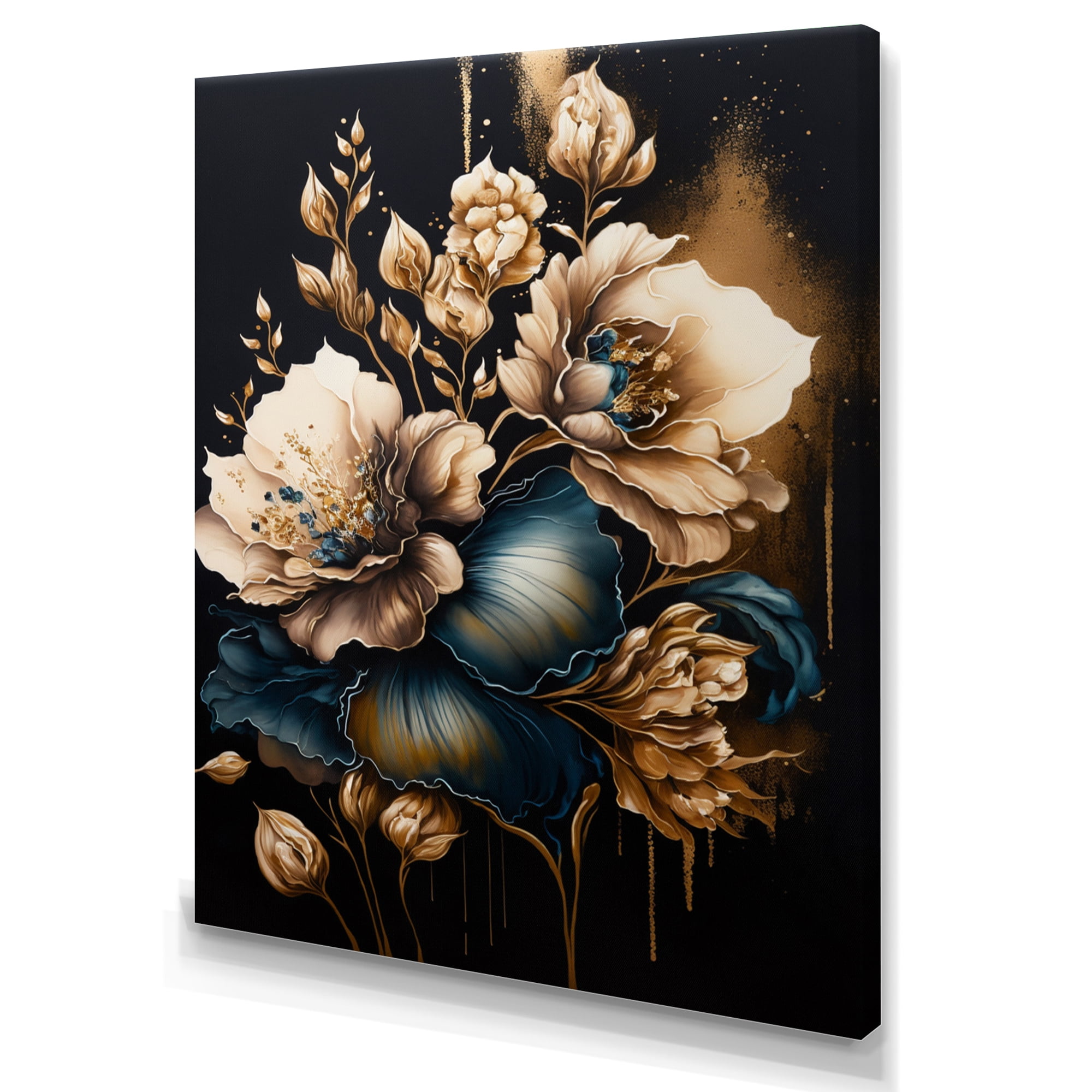 Designart Blue And Gold Gladiolus Flowers I Canvas Wall Art
