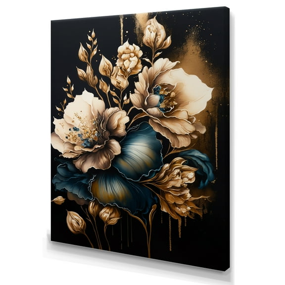 Designart Blue And Gold Gladiolus Flowers I Canvas Wall Art