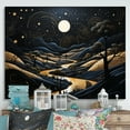 thumbnail image 1 of Designart "Blue And Gold Modern African horizon I" Modern Wall Art Print, 1 of 5