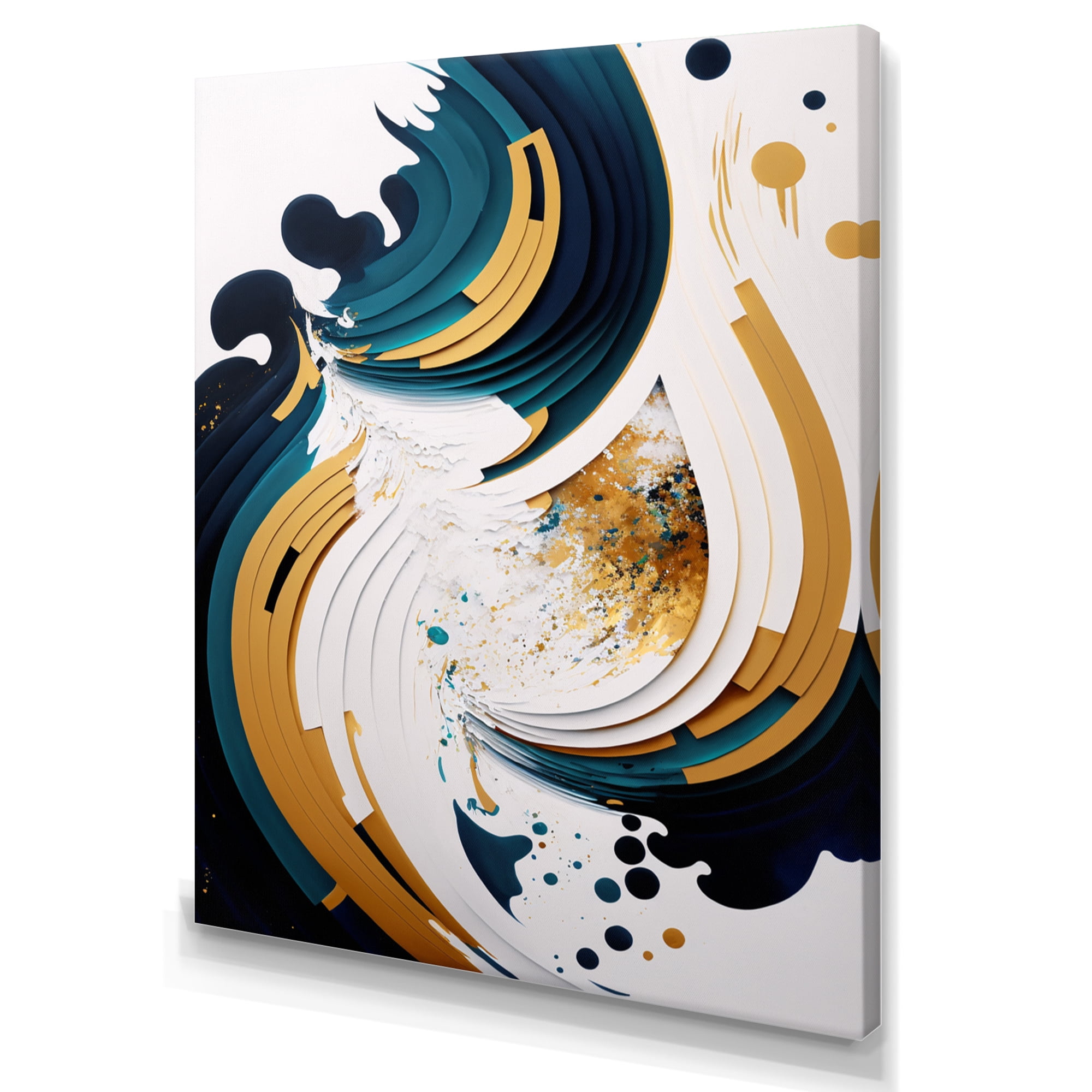 Designart Blue And Gold Modern Art Abstract Painting VII Canvas Wall Art