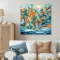 thumbnail image 1 of Designart "Blue And Orange Language Of Lines II" Modern Geometric Wall Art Print, 1 of 5