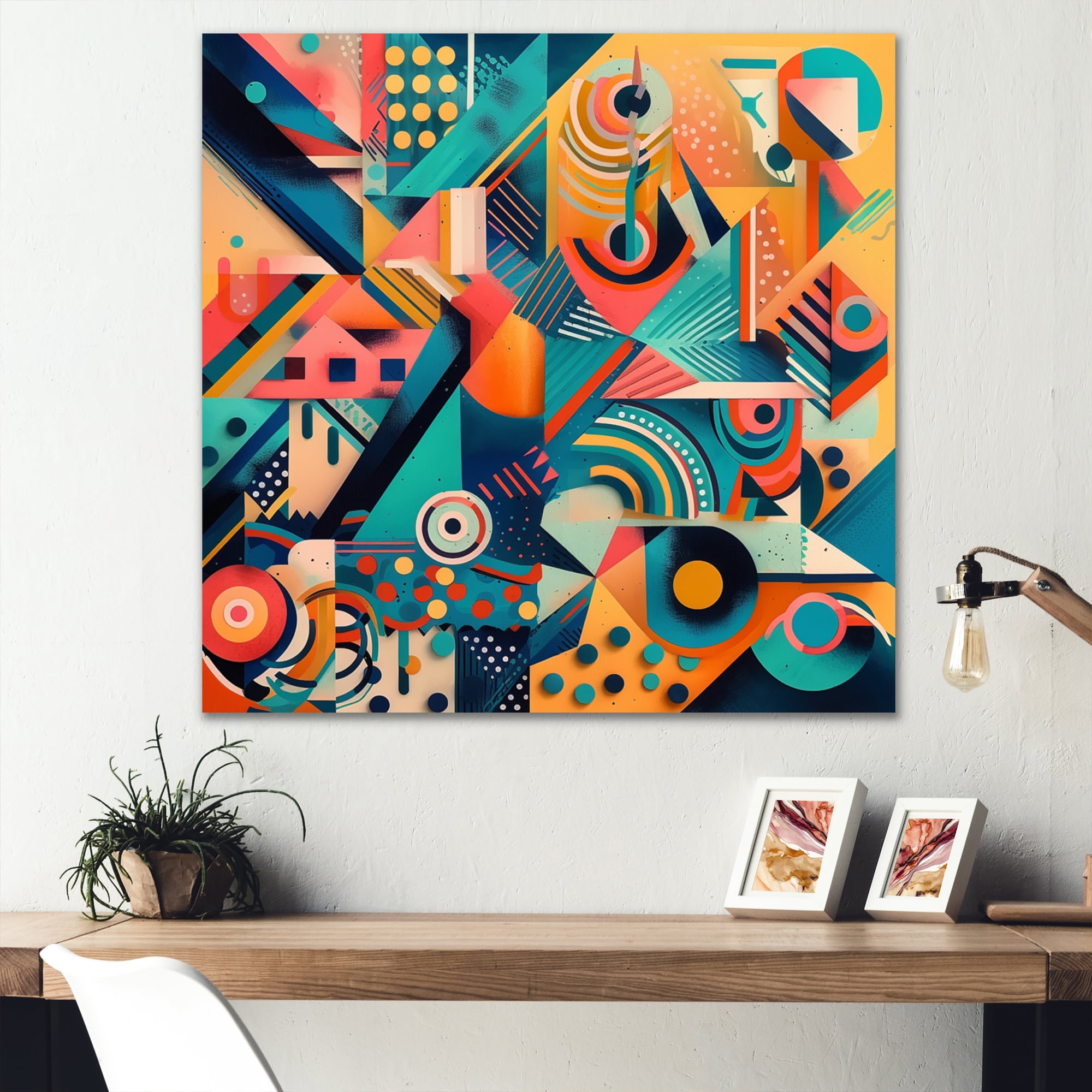 Picture of KUKISHINE Modern Geometric Wall Decor, Southeast Asian Market Scene ...