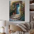 thumbnail image 1 of Designart "Blue And Pink Garden Door Gateway III" Farm Door and Windows Canvas Wall Art, 1 of 5