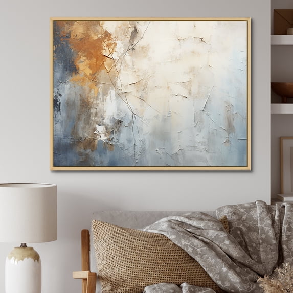 Designart "Blue And Taupe Pathway To Ink" Abstract Floater Framed Canvas Wall Art