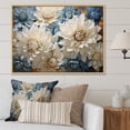 thumbnail image 1 of Designart "Blue And White Bouquet: Collage Of Chrysanthemums" Chrysanthemums Floater Framed Canvas Prints, 1 of 5