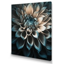 Designart Blue And White Dahlia Flowers III Canvas Wall Art
