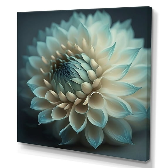 Designart Blue And White Dahlia Flowers V Canvas Wall Art