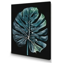 Designart Blue And White Philodendron Leaf I Canvas Wall Art