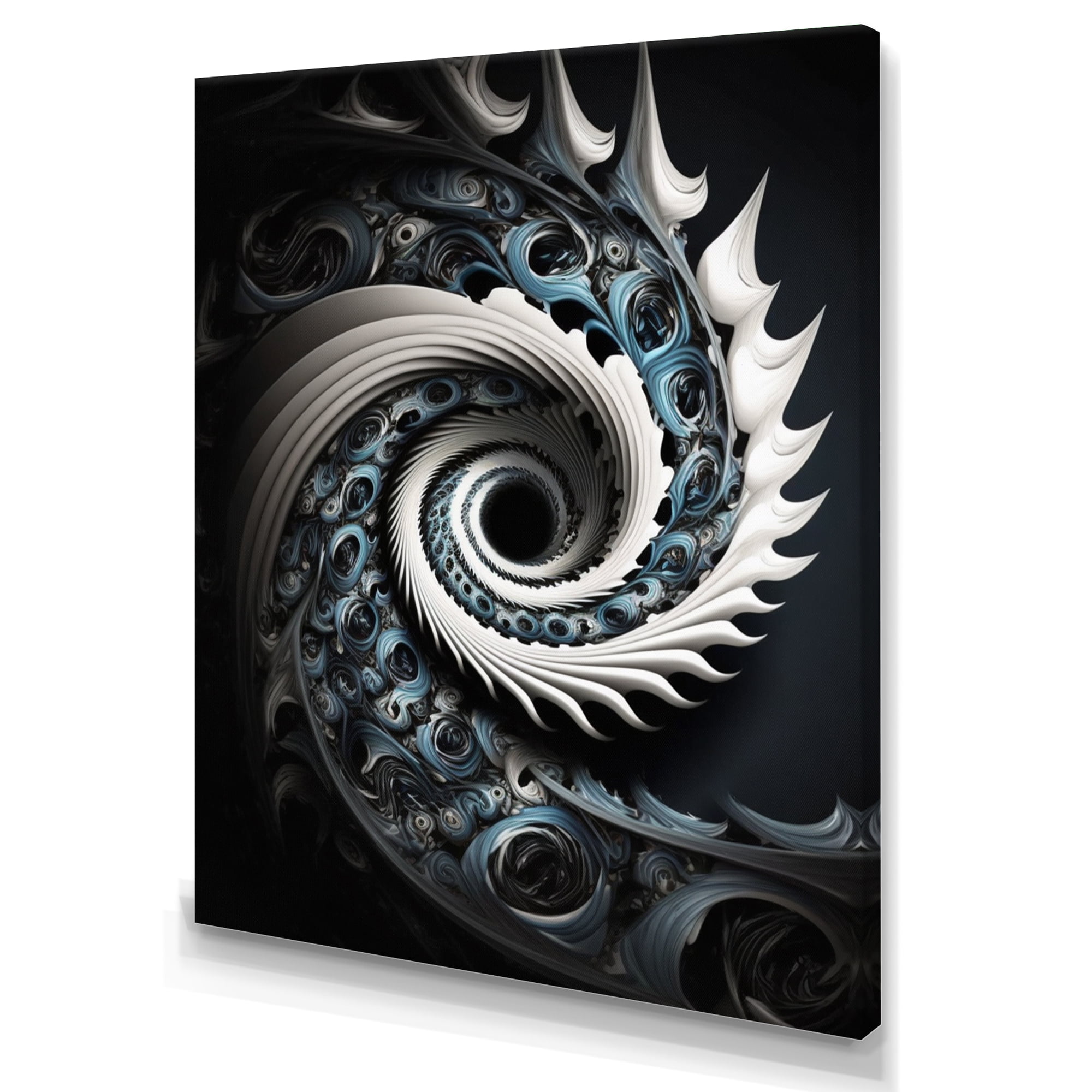 Designart Blue And White Stained Liquid Glass I Canvas Wall Art
