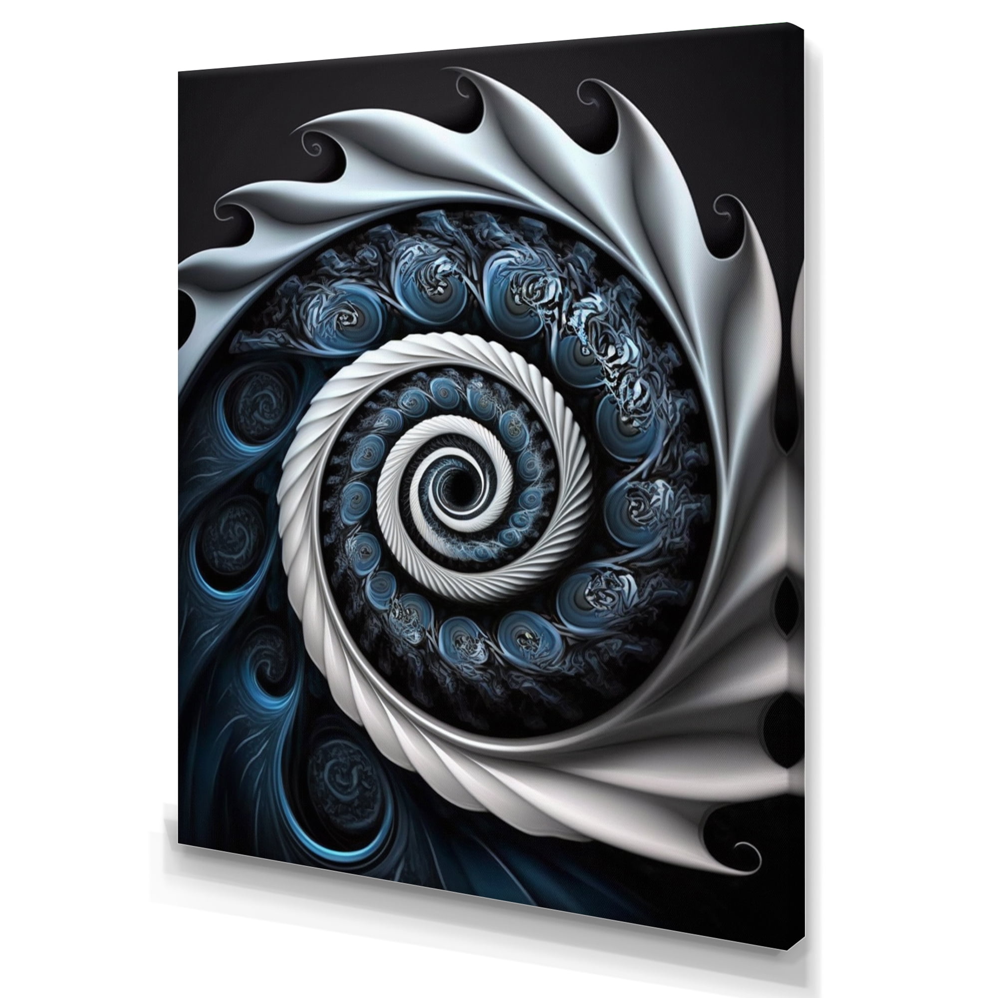 Designart Blue And White Stained Liquid Glass II Canvas Wall Art
