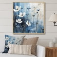 thumbnail image 1 of Designart "Blue And White Wildflower Fields" Wildflowers Floater Framed Canvas Wall Art, 1 of 5