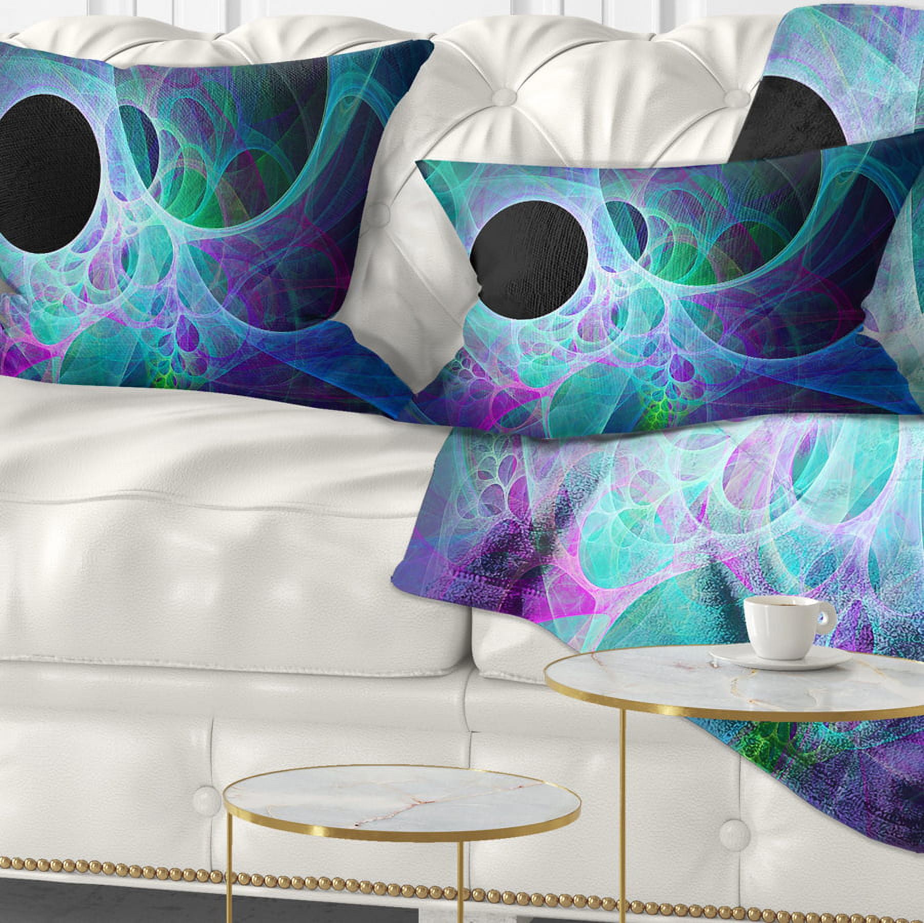 Designart Blue Angel Wings on Black - Abstract Throw Pillow - 12x20