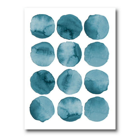 Designart ' Blue Aquamarine Circles Geometric Elements ' Modern Canvas Wall Art Print
