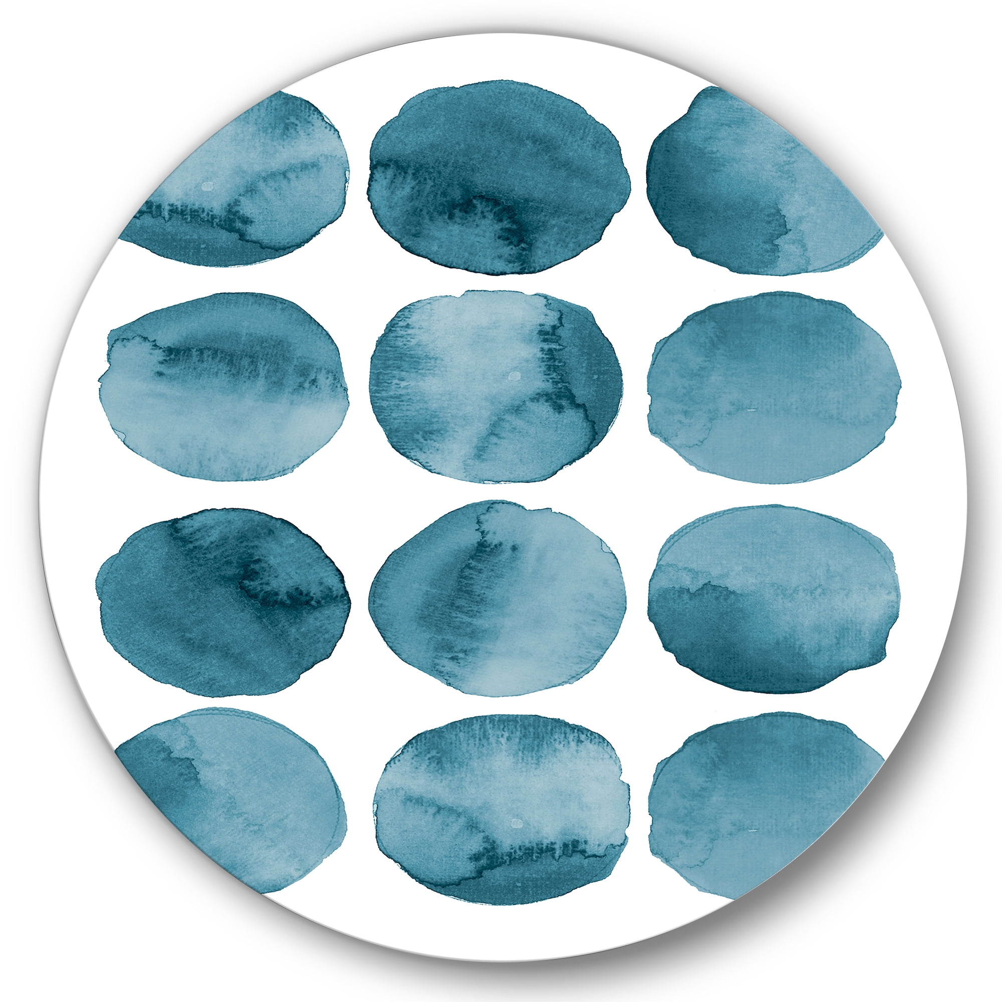 Designart 'Blue Aquamarine Circles Geometric Elements' Modern Circle Metal Wall Art 23x23 - Disc of 23