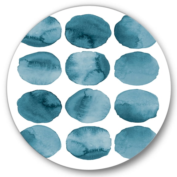 Designart 'Blue Aquamarine Circles Geometric Elements' Modern Circle Metal Wall Art 23x23 - Disc of 23