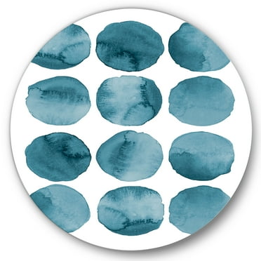 Designart 'Blue Aquamarine Circles Geometric Elements' Modern Circle Metal Wall Art 36x36 - Disc of 36