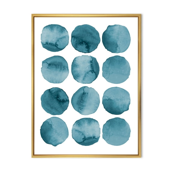 Designart 'Blue Aquamarine Circles Geometric Elements' Modern Framed Canvas Wall Art Print