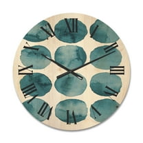 Designart 'Blue Aquamarine Circles Geometric Elements' Modern Wood Wall Clock