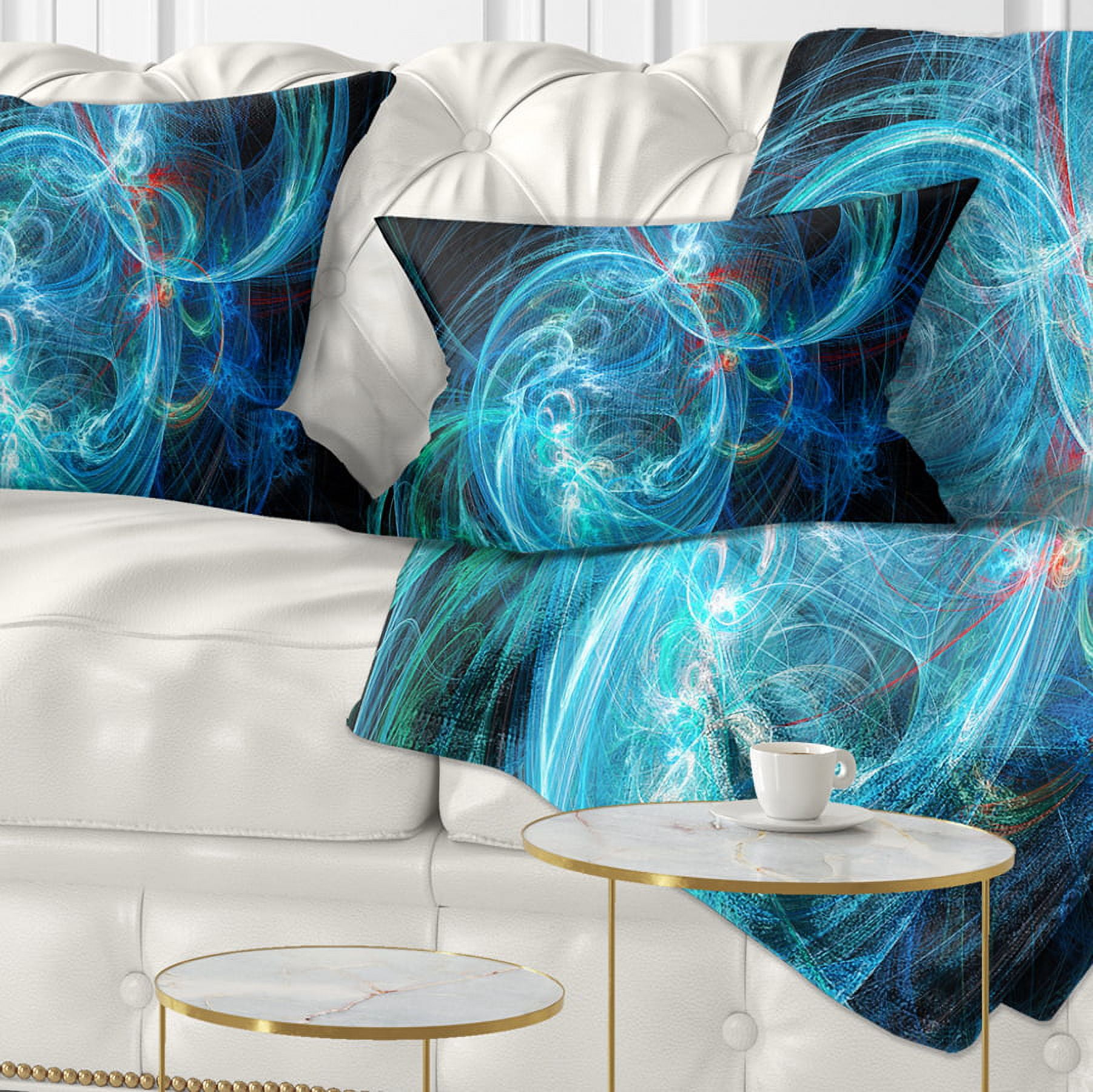 Designart Blue Ball of Yarn - Abstract Throw Pillow - 12x20