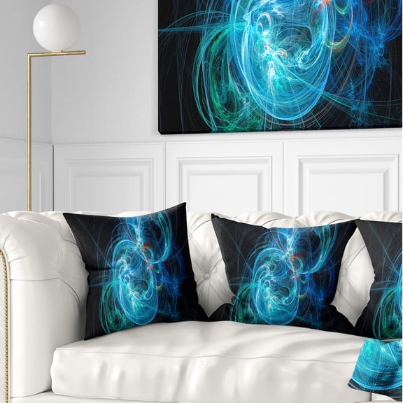 Designart Blue Ball of Yarn - Abstract Throw Pillow - 16x16