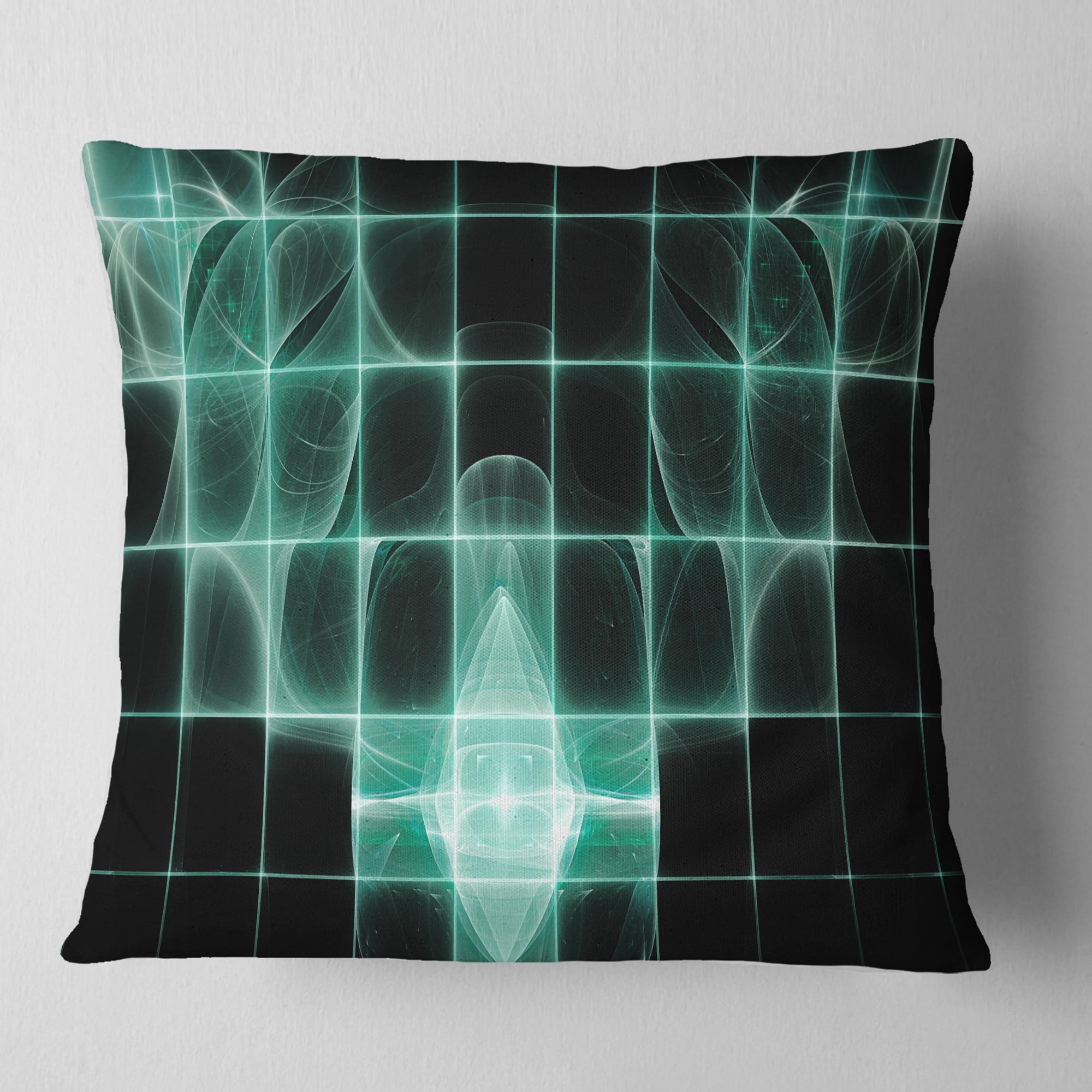 Designart Blue Bat on Rader Screen - Abstract Throw Pillow - 16x16