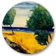 thumbnail image 1 of Designart 'Blue Beach By The Coastline' Nautical & Coastal Circle Metal Wall Art 36x36 - Disc of 36, 1 of 5