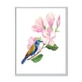 thumbnail image 1 of Designart 'Blue Bird Sitting On A Pink Magnolia' Traditional Framed Canvas Wall Art Print, 1 of 5