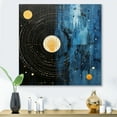 thumbnail image 1 of Designart "Blue Black Abstract Simplicity Round Lines III" Abstract Collages Metal Wall Art, 1 of 1