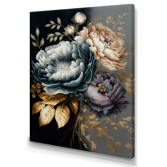 Designart Blue Blooming Bouquet IV Canvas Wall Art