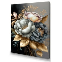 Designart Blue Blooming Bouquet V Canvas Wall Art