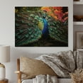 thumbnail image 1 of Designart "Blue Blue Indian Art Dancing Peacock" Indian Print on Natural Pine Wood, 1 of 5
