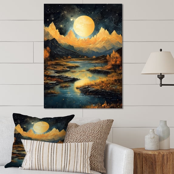 Designart "Blue Bold Mountain Majestic Peaks" Lakes & Rivers Metal Wall Art Prints