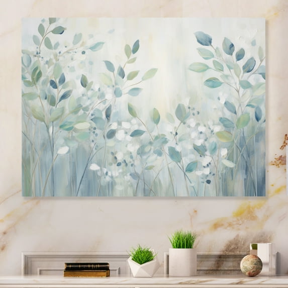 Designart "Blue Botanical flow IV" Abstract Botanicals Metal Art Print