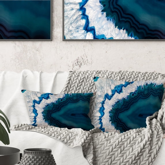 Designart Blue Brazilian Geode - Abstract Throw Pillow - 18x18