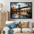 thumbnail image 1 of Designart "Blue Bridge Urban Reflections Slate" Architecture Floater Framed Wall Decor, 1 of 7