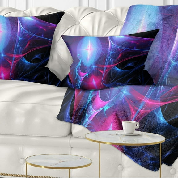 Designart Blue Bright Candle - Abstract Throw Pillow - 12x20