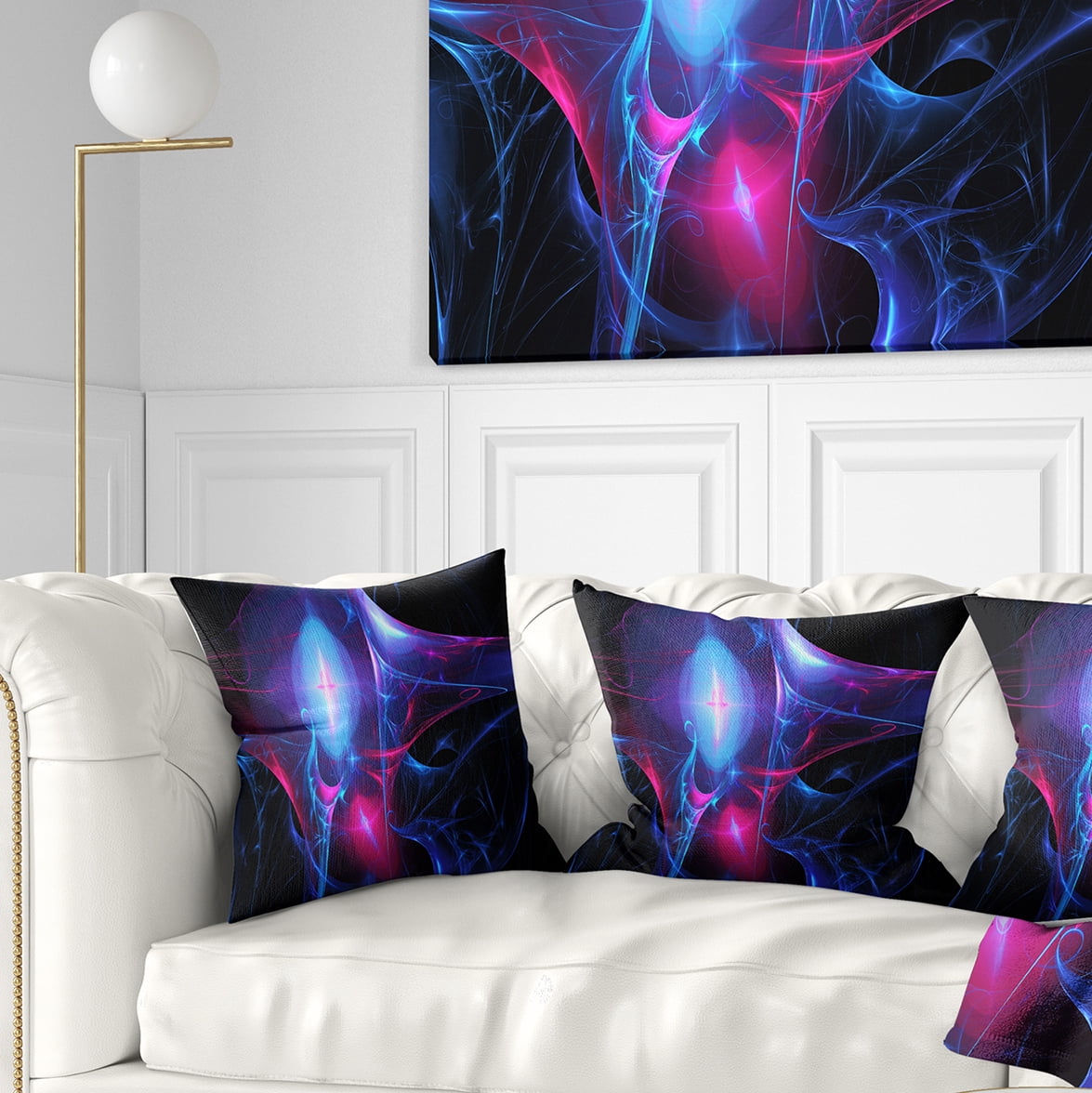 Designart Blue Bright Candle - Abstract Throw Pillow - 18x18
