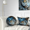 thumbnail image 1 of Designart Blue Brown Fractal Flower Pattern - Floral Throw Pillow - 12x20, 1 of 5