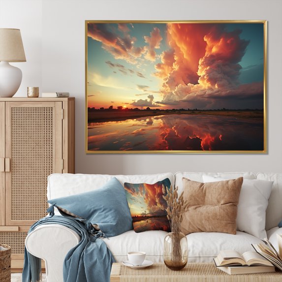 Designart "Blue Brown Sky Photo euphony" Landscapes Floater Framed Wall Art Print