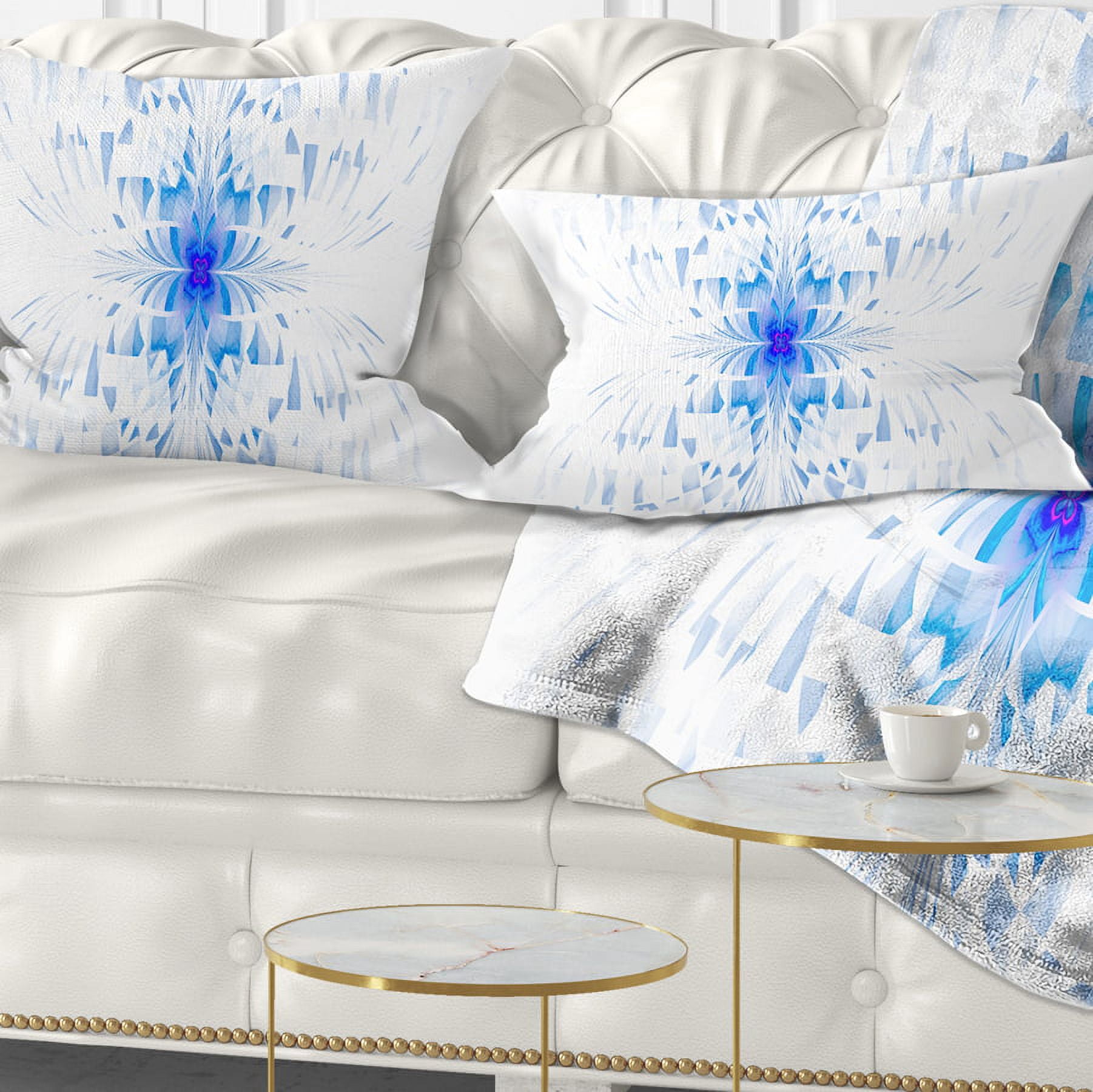 Designart Blue Butterfly Outline on White - Abstract Throw Pillow - 12x20