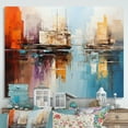 thumbnail image 1 of Designart "Blue Canal Abstract Reflections Bold" Abstract Wall Decor, 1 of 5