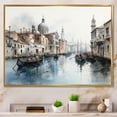 thumbnail image 1 of Designart "Blue Canal City Venice Charcoal" Canals Floater Framed Canvas Wall Art, 1 of 7
