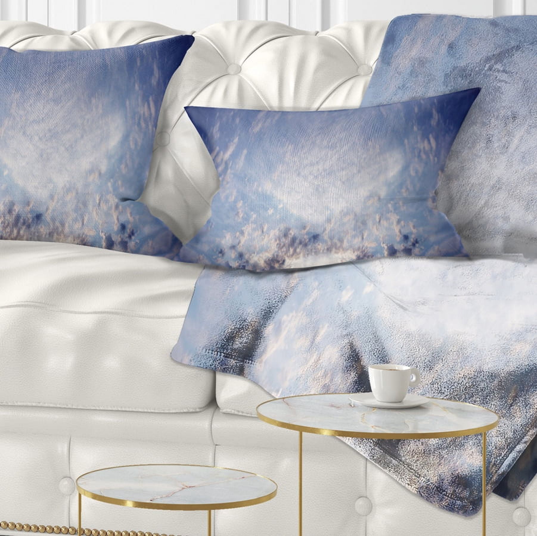 Designart Blue Celestial Landscape - Photography Throw Pillow - 12x20