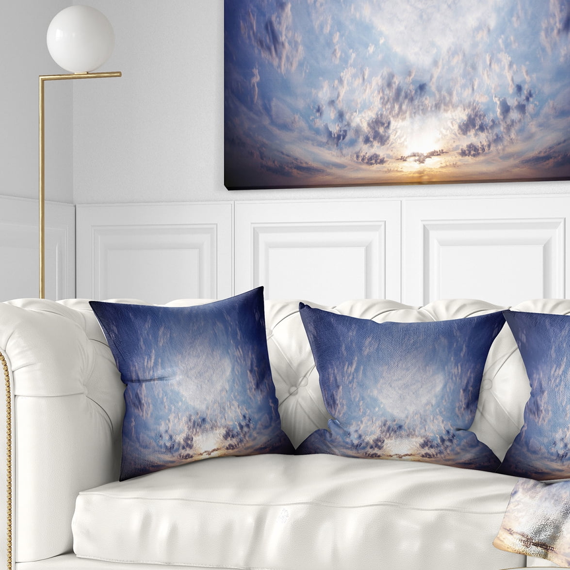 Designart Blue Celestial Landscape - Photography Throw Pillow - 18x18